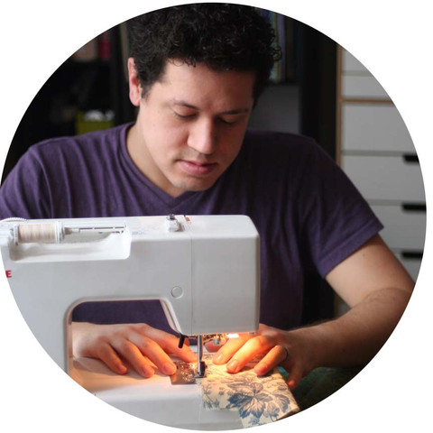 Chris sewing